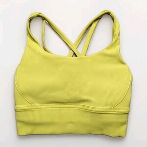 Lululemon Energy Longline Bra Ribbed Luxtreme Electric Lemon Womens 4